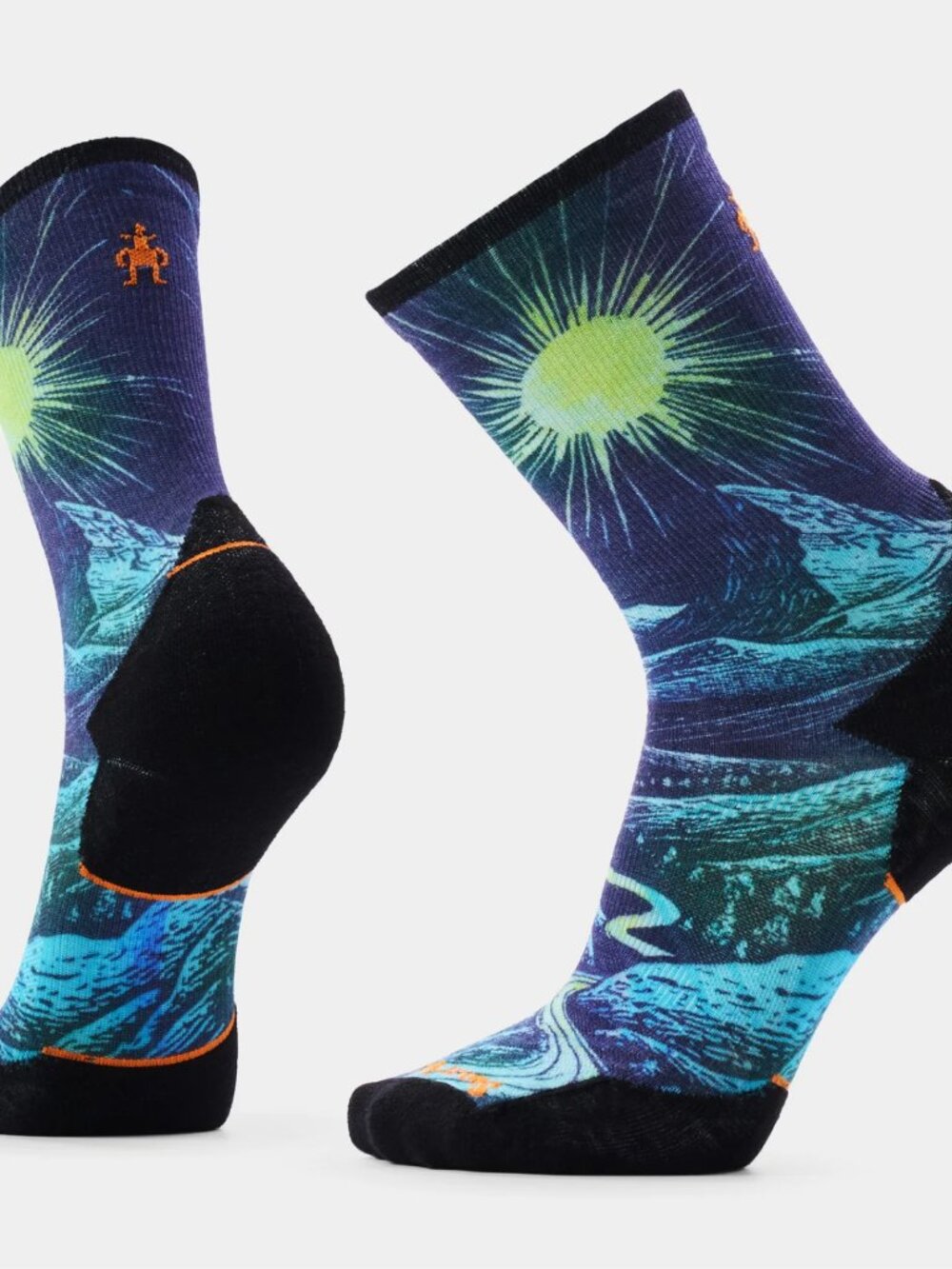 NWT Smartwool Trail Run Treeline Print Crew Socks, Large